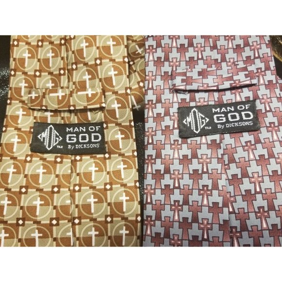 (2) Man of God MOG Neckties Christian Brown & Mauve Religious Dress Fashion - Picture 4 of 6